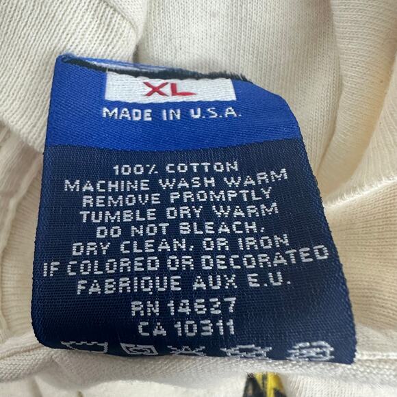 Vintage Umbro Mens Eagle Tomahawk Moon Single Stitch Crewneck Beige T-Shirt XL - Picture 11 of 11